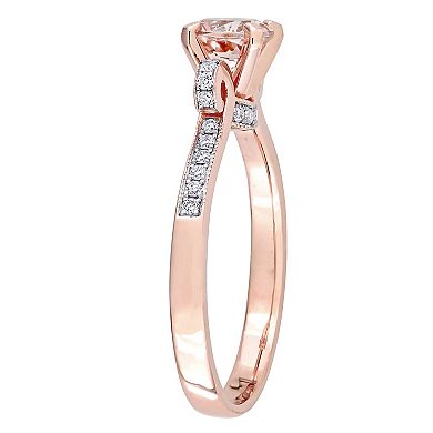 Stella Grace 14k Rose Gold Morganite & 1/4 Carat T.W. Diamond Ribbon Engagement Ring