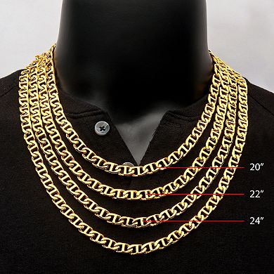 18k Gold Over Stainless Steel 8 mm Mariner Link Chain Necklace