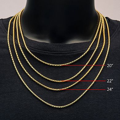 18k Gold Over Stainless Steel 3 mm Boston Link Chain Necklace