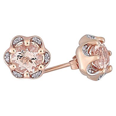 Stella Grace 14k Rose Gold Morganite & Diamond Accent Flower Stud Earrings
