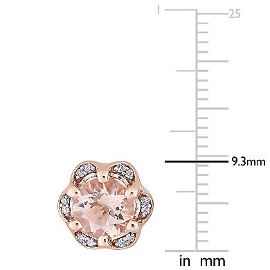 Stella Grace 14k Rose Gold Morganite & Diamond Accent Flower Stud Earrings
