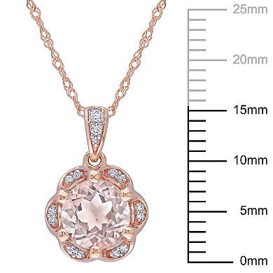 Stella Grace 14k Rose Gold Morganite & Diamond Accent Flower Stud Pendant Necklace