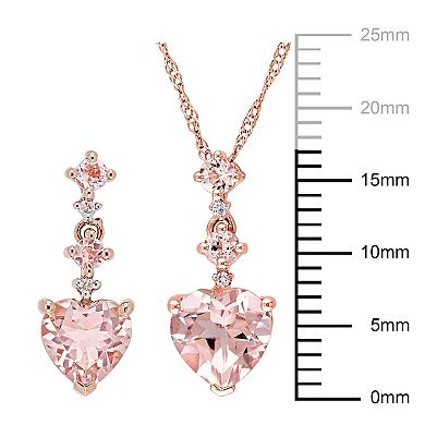 Stella Grace 14k Rose Gold Morganite & Diamond Accent Heart Pendant Necklace & Earring Set