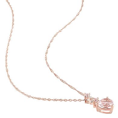 Stella Grace 14k Rose Gold Morganite & Diamond Accent Heart Pendant Necklace & Earring Set