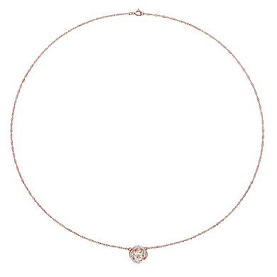 Stella Grace 10k Rose Gold Morganite & Diamond Accent Swirl Halo Necklace