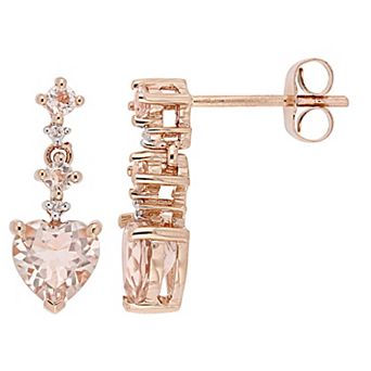 Stella Grace 14k Rose Gold Morganite & Diamond Accent Heart Drop Earrings