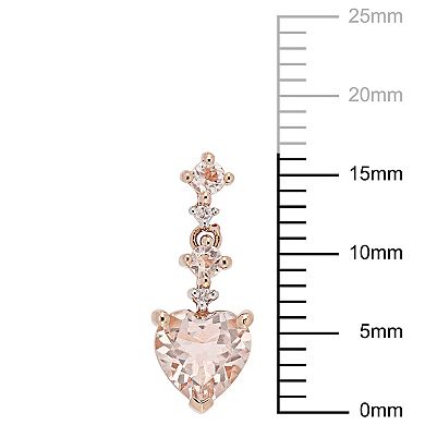 Stella Grace 14k Rose Gold Morganite & Diamond Accent Heart Drop Earrings