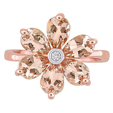 Stella Grace 10k Rose Gold Morganite & Diamond Accent Flower Ring