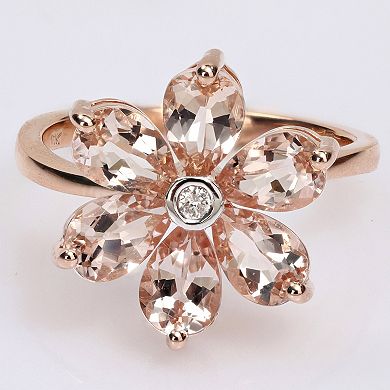 Stella Grace 10k Rose Gold Morganite & Diamond Accent Flower Ring