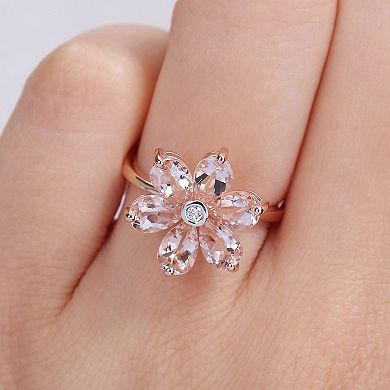 Stella Grace 10k Rose Gold Morganite & Diamond Accent Flower Ring