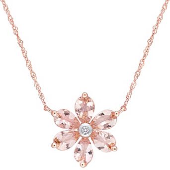 Stella Grace 10k Rose Gold Morganite & Diamond Accent Flower Necklace