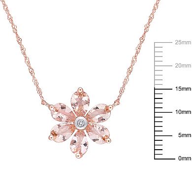 Stella Grace 10k Rose Gold Morganite & Diamond Accent Flower Necklace