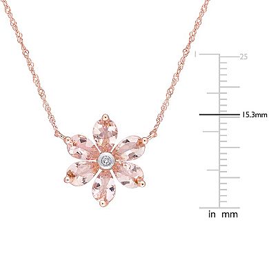 Stella Grace 10k Rose Gold Morganite & Diamond Accent Flower Necklace