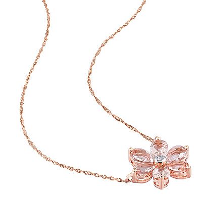 Stella Grace 10k Rose Gold Morganite & Diamond Accent Flower Necklace