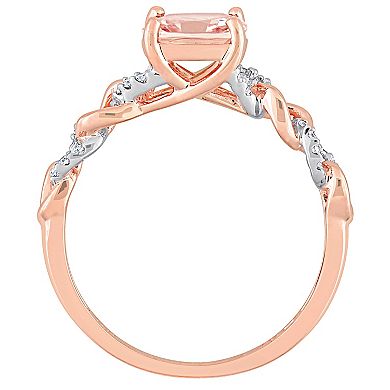 Stella Grace 10k Two-Tone Gold Morganite & 1/10 Carat T.W. Diamond Link Ring