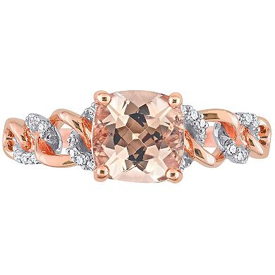 Stella Grace 10k Two-Tone Gold Morganite & 1/10 Carat T.W. Diamond Link Ring