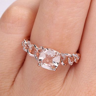 Stella Grace 10k Two-Tone Gold Morganite & 1/10 Carat T.W. Diamond Link Ring