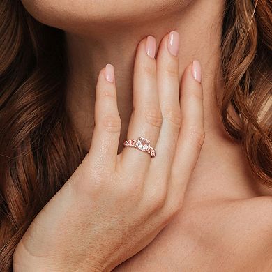Stella Grace 10k Two-Tone Gold Morganite & 1/10 Carat T.W. Diamond Link Ring