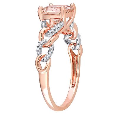 Stella Grace 10k Two-Tone Gold Morganite & 1/10 Carat T.W. Diamond Link Ring