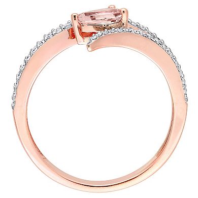 Stella Grace 10k Rose Gold Morganite & 1/4 Carat T.W. Diamond Open Wrap Ring