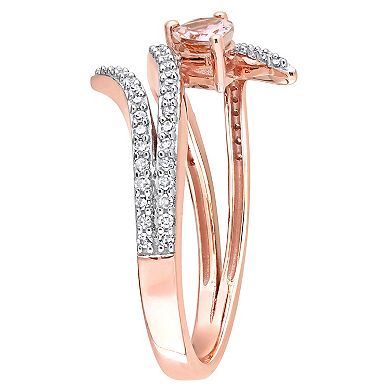 Stella Grace 10k Rose Gold Morganite & 1/4 Carat T.W. Diamond Open Wrap Ring