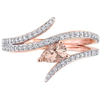 Stella Grace 10k Rose Gold Morganite & 1/4 Carat T.W. Diamond Open Wrap Ring