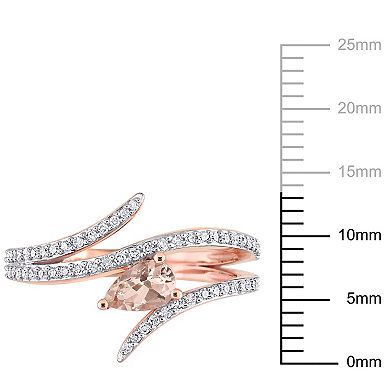 Stella Grace 10k Rose Gold Morganite & 1/4 Carat T.W. Diamond Open Wrap Ring