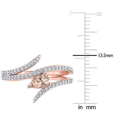 Stella Grace 10k Rose Gold Morganite & 1/4 Carat T.W. Diamond Open Wrap Ring