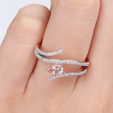 Stella Grace 10k Rose Gold Morganite & 1/4 Carat T.W. Diamond Open Wrap Ring