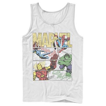 Men's Marvel Retro Avengers Comic Panel Build-Up Tank Top