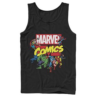 Men's Marvel D23 Exclusive Avengers Retro Comic Group Shot Logo Tank Top