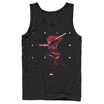 Men's Marvel Black Widow Halftone Word Stack Portrait Tank Top