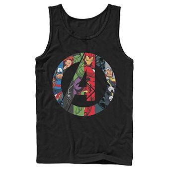 Men's Marvel Avengers Group Shot Comic Fill Logo Tank Top