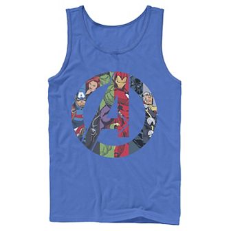 Men's Marvel Avengers Group Shot Comic Fill Logo Tank Top