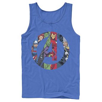 Men's Marvel Avengers Group Shot Comic Fill Logo Tank Top