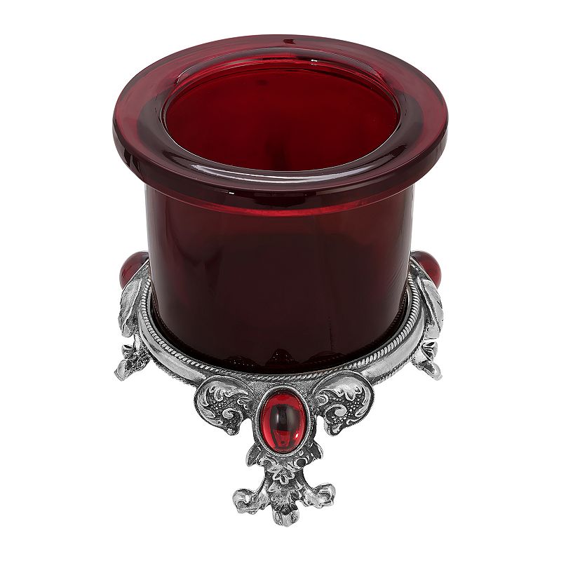1928 Pewter Red Votive Candle Holder