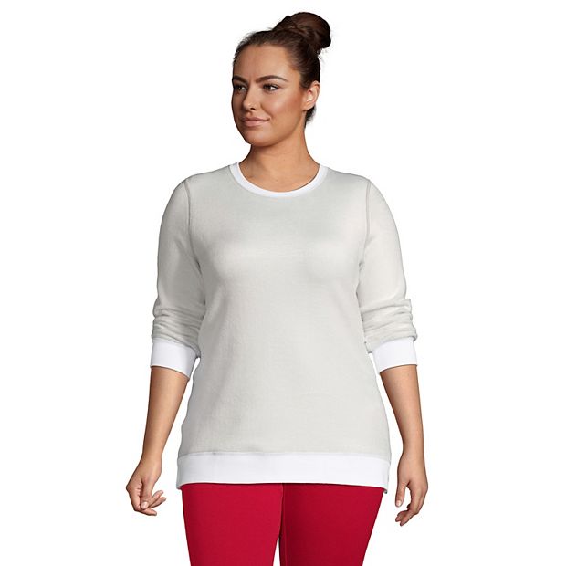 Lands' End Women's Serious Sweats Crewneck Long Sleeve Sweatshirt Tunic