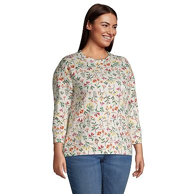 Plus Size Lands' End Quilted Crewneck Top