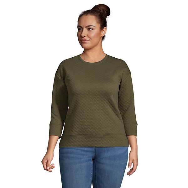 Plus Size Lands' End Quilted Crewneck Top