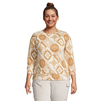 Plus Size Lands' End Quilted Crewneck Top