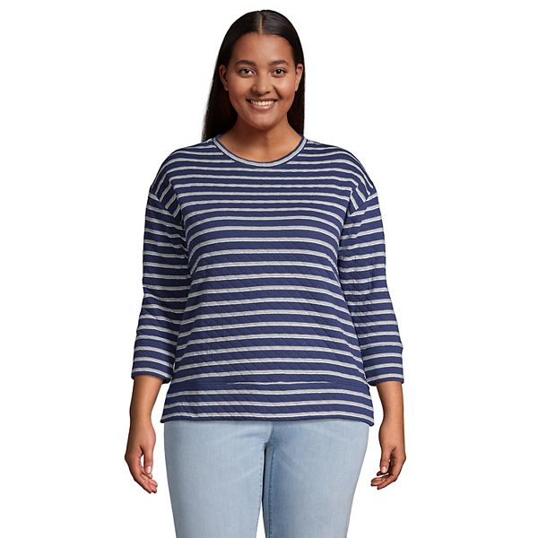 Plus Size Lands' End Quilted Crewneck Top