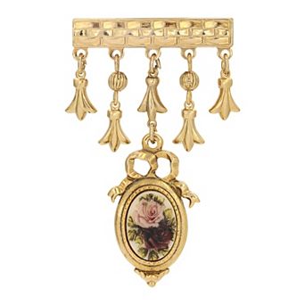 1928 Gold Tone Manor House Oval Drop Bar Pin