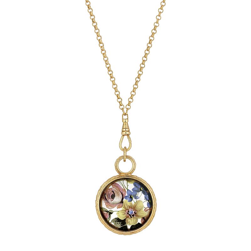 29137572 1928 Gold Tone Vintage Floral Medallion Necklace,  sku 29137572