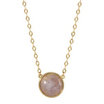 1928 Gold Tone Light Purple Medallion Necklace