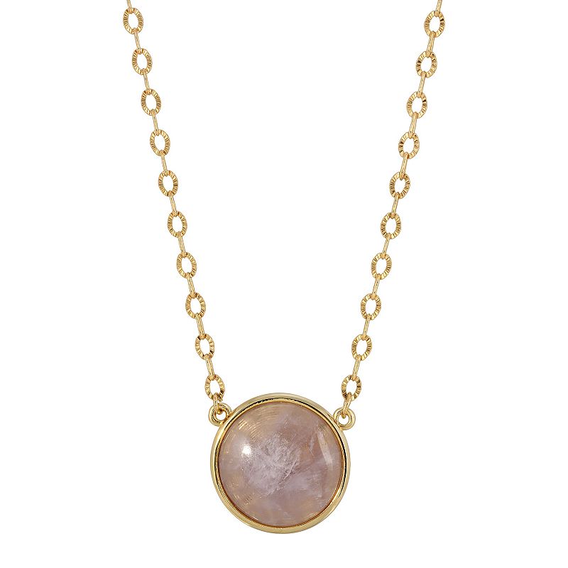 1928 Gold Tone Light Purple Medallion Necklace, Womens