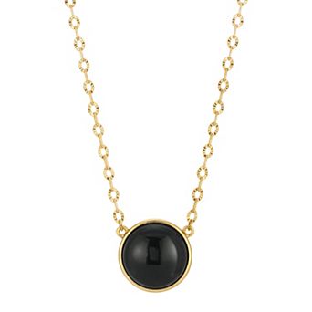 1928 Gold Tone Simulated Onyx Necklace