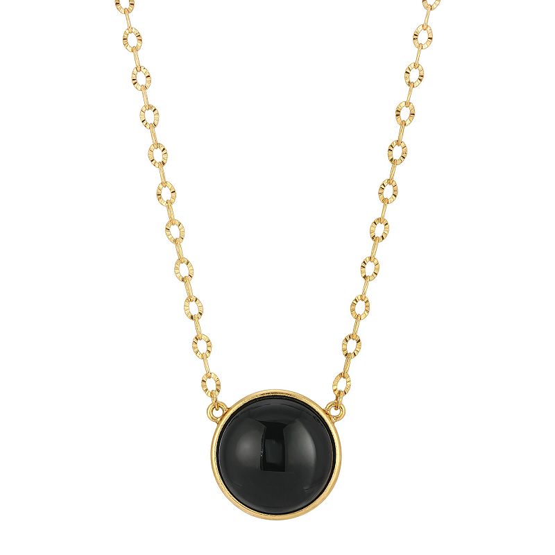 46968605 1928 Gold Tone Simulated Onyx Necklace, Womens, Bl sku 46968605