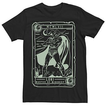 Men's Marvel Loki Tarot Card Outline Poster Tee