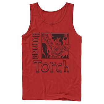 Men's Marvel Fantastic Four Human Torch Cartoon Framed Portrait Tank Top