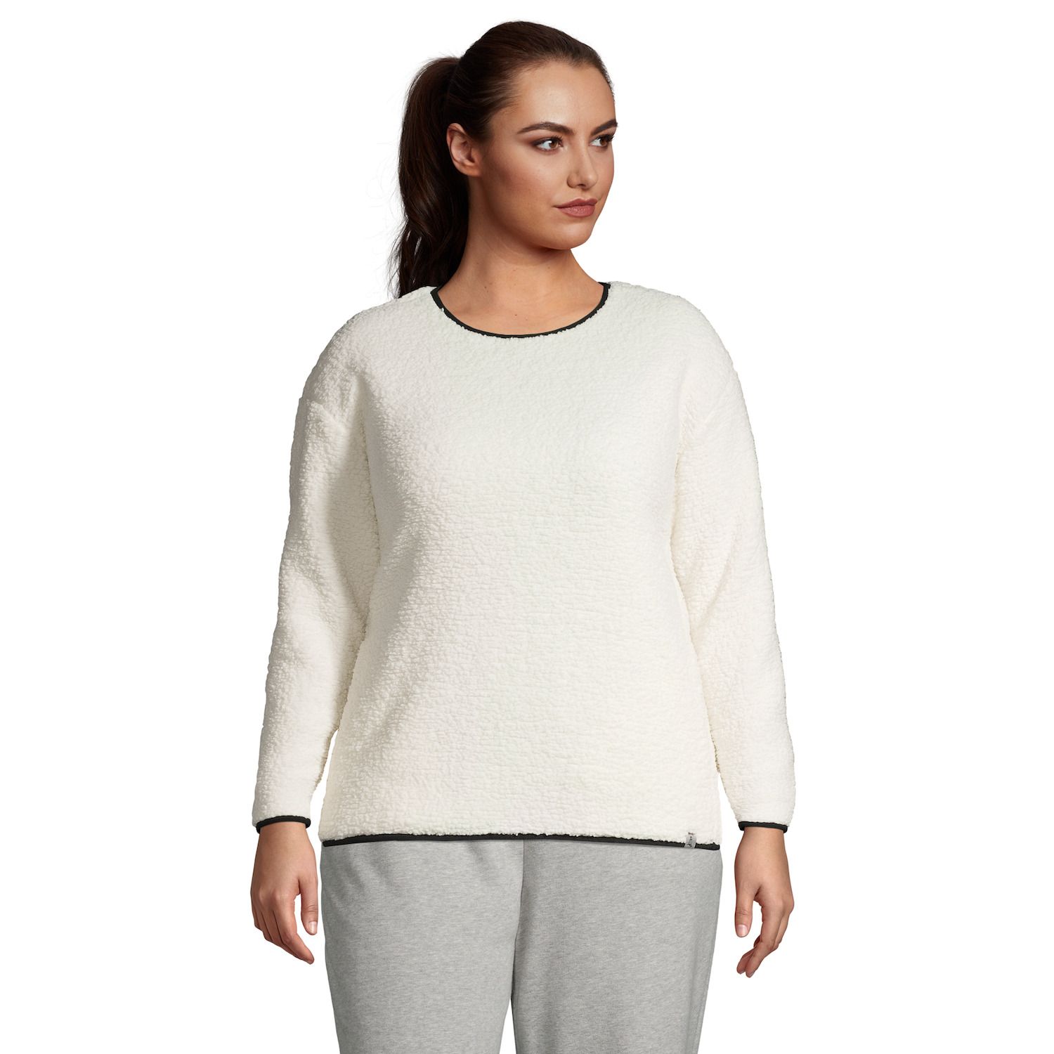 Image for Lands' End Plus Size Long Sleeve Sherpa Sweatshirt at Kohl's.